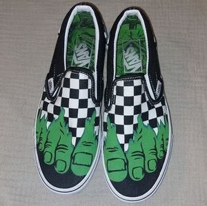 VANS x Marvel Hulk checkerboard slip ons Mens 5/Women's 6.5